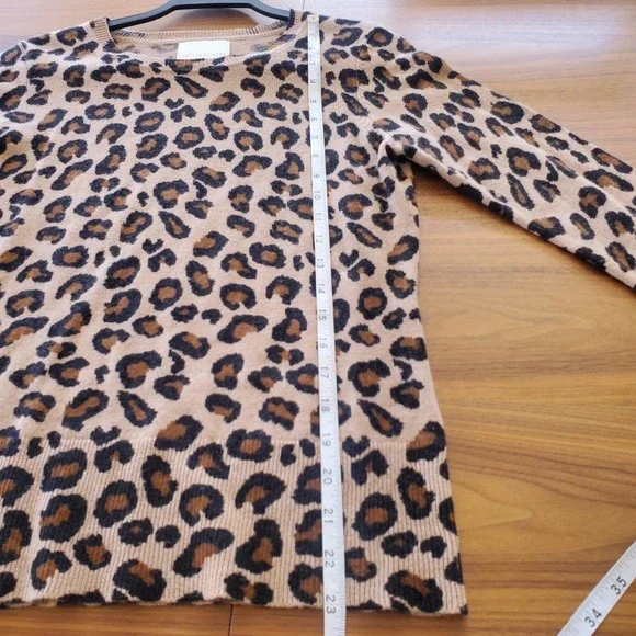 Cynthia Rowley Cashmere Animal Print Button Up Cardigan Long Sleeve Sz S Neutral - Picture 6 of 7